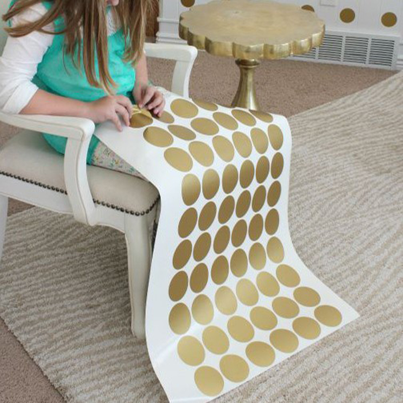 Gold Polka Dots Big Sizes Shiny Wall Decals Removable PVC Wall Stickers For Nordic Style Children's Bedroom Wall Decoration