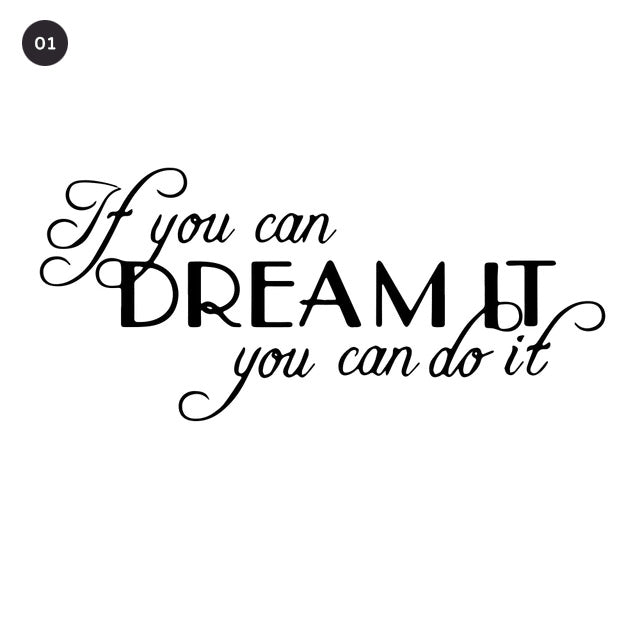 Inspirational Dreams Quotation Wall Decal For Living Room Decor Bedroom Wall Daily Mantra Removable Self Adhesive Vinyl Wall Sticker Creative Home DIY