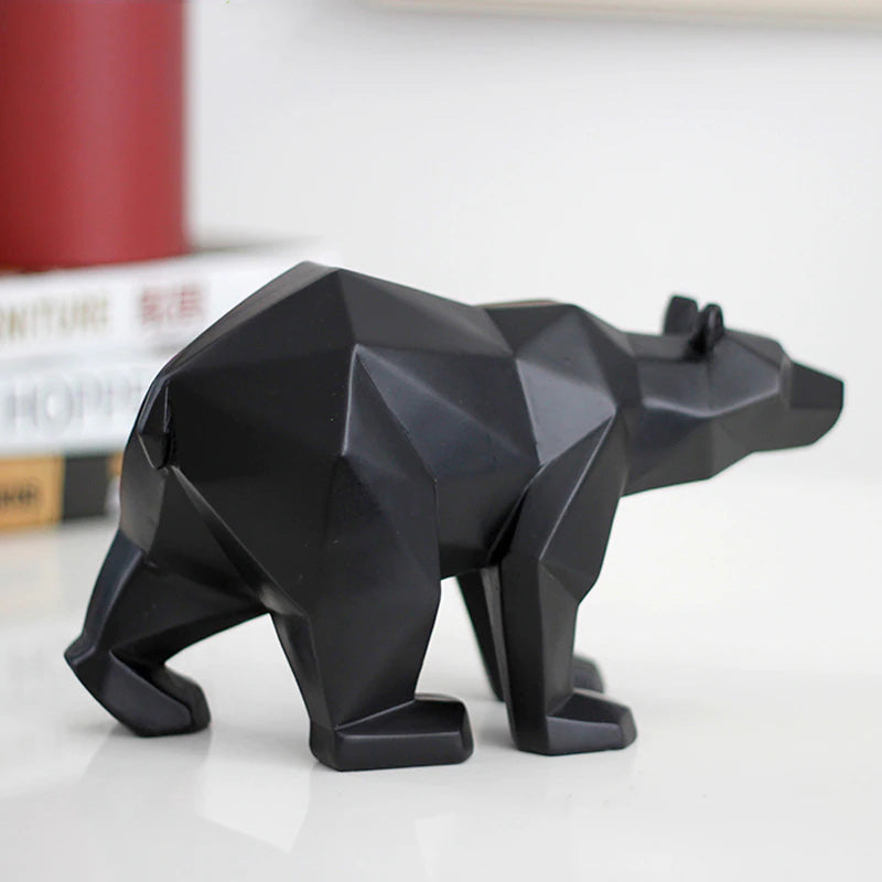 Geometric Polar Bear Sculpture Black Bear Statue Modern Ornamental Decoration For Living Room Coffee Table Bookshelf Mantelpiece Nordic Home Decor