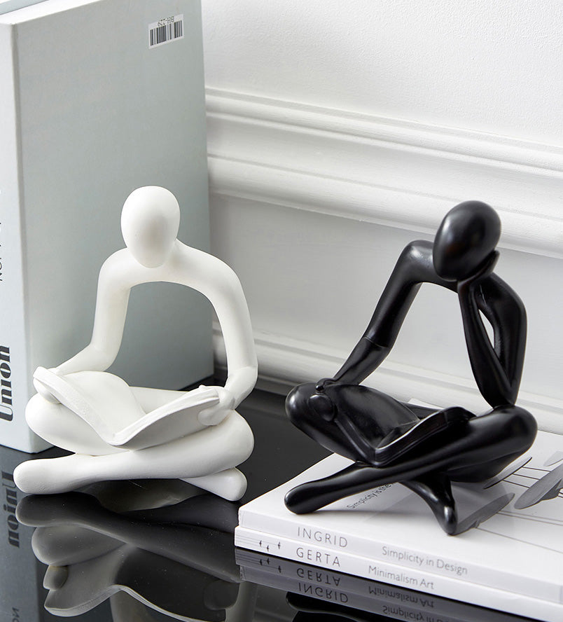 Reading Men Abstract Statues Miniature Figurines Resin Sculpture Decorative Ornaments For Living Room Coffee Table Mantlepiece Nordic Home Decor