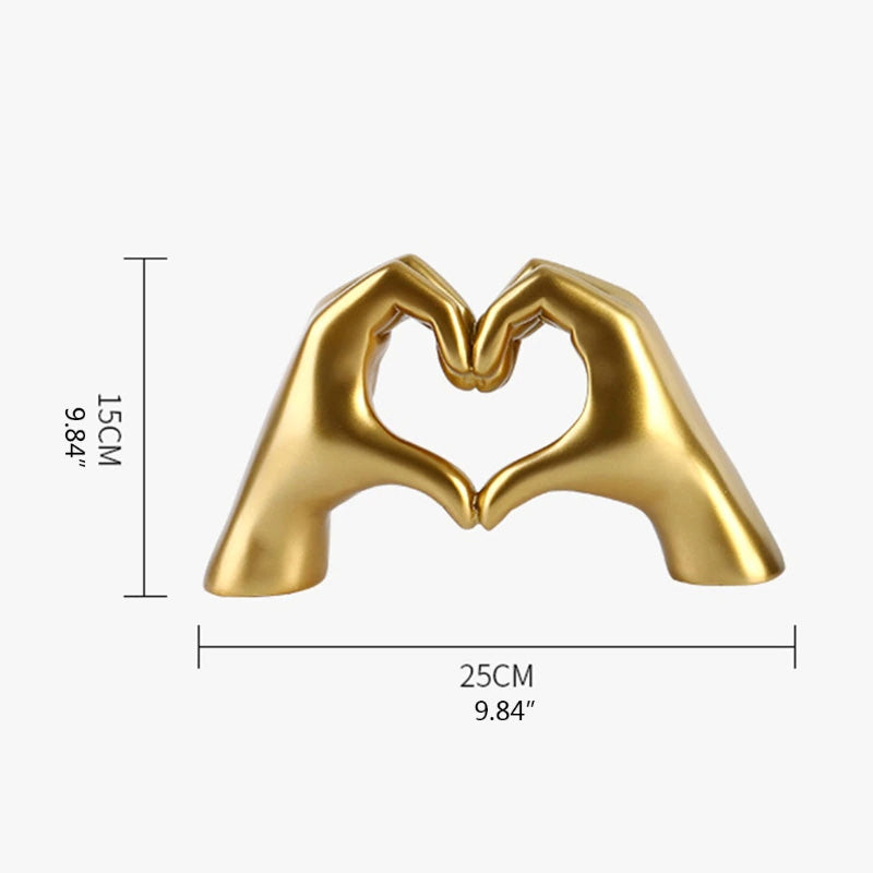 Heart Gesture Love Sculpture Abstract Golden Ebony Figurine Ornamental Decoration For Coffee Table Desktop Bedroom Living Room Nordic Home Decor
