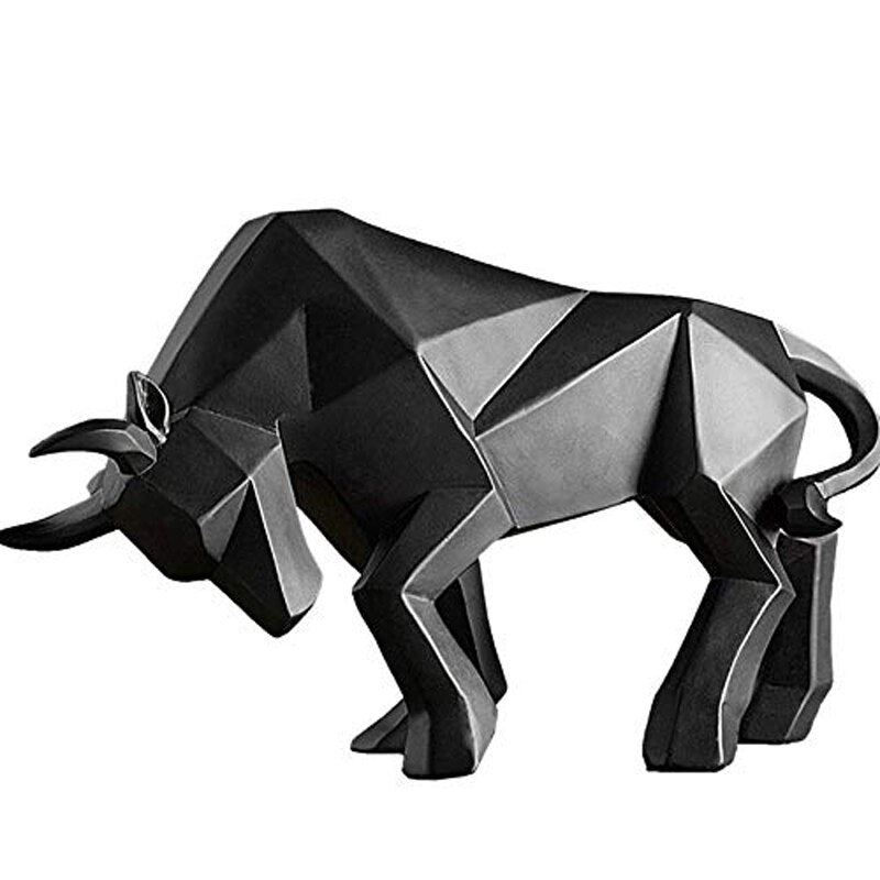 Abstract Bull Statue Sculpture Geometric Wildlife Ornament Modern Symbolic Art Decoration For Desktop Home Office Living Room Nordic Home Decor