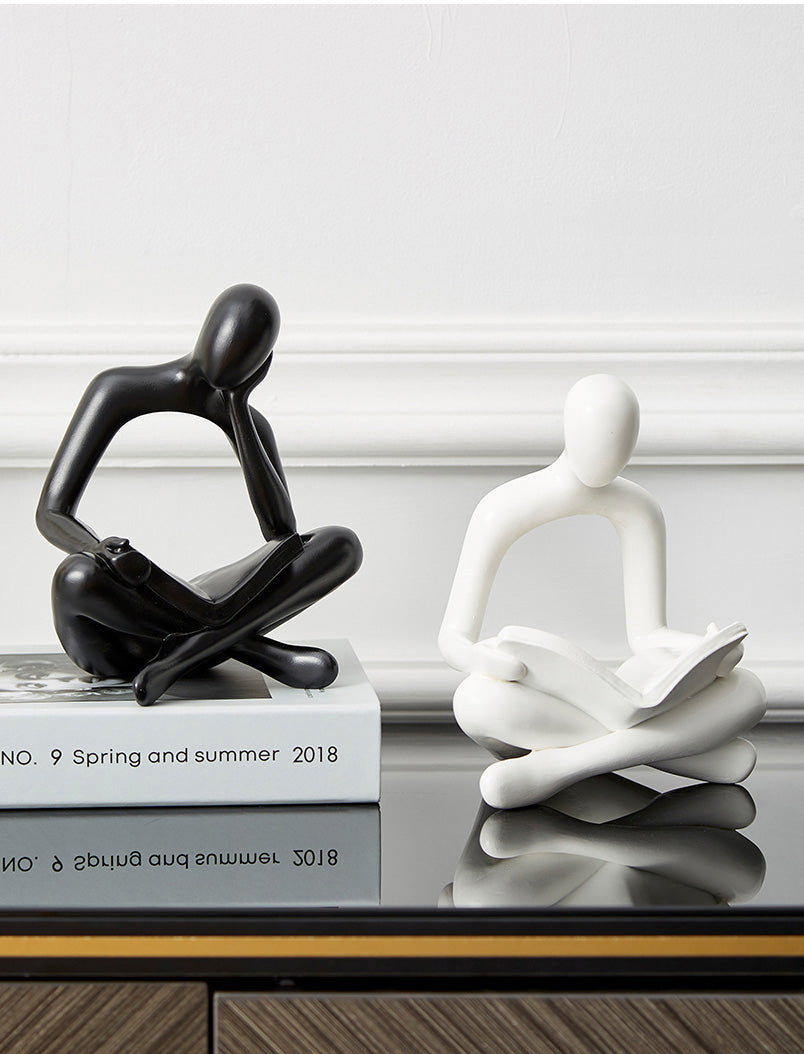 Reading Men Abstract Statues Miniature Figurines Resin Sculpture Decorative Ornaments For Living Room Coffee Table Mantlepiece Nordic Home Decor