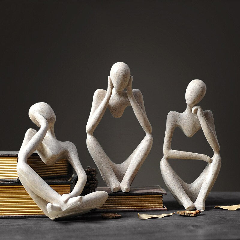 Thinking People Nordic Abstract Sculptures Miniature Minimalist Desktop Statues For Home Office Living Room Coffee Table Bookshelf Scandinavian Home Decor