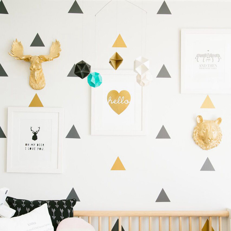 Little Triangles Wall Decals For Baby Boy's Room Removable Decorative Sticky Triangles Wall Stickers For Kid's Bedroom Nursery Wall Decor
