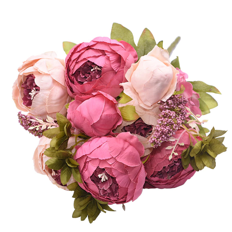 Beautiful Fashionable Artificial Silk Peony Flower Bouquet For Wedding Venue Living Room Bedroom Stylish Peonies Floral Display For Modern Nordic Home Decor