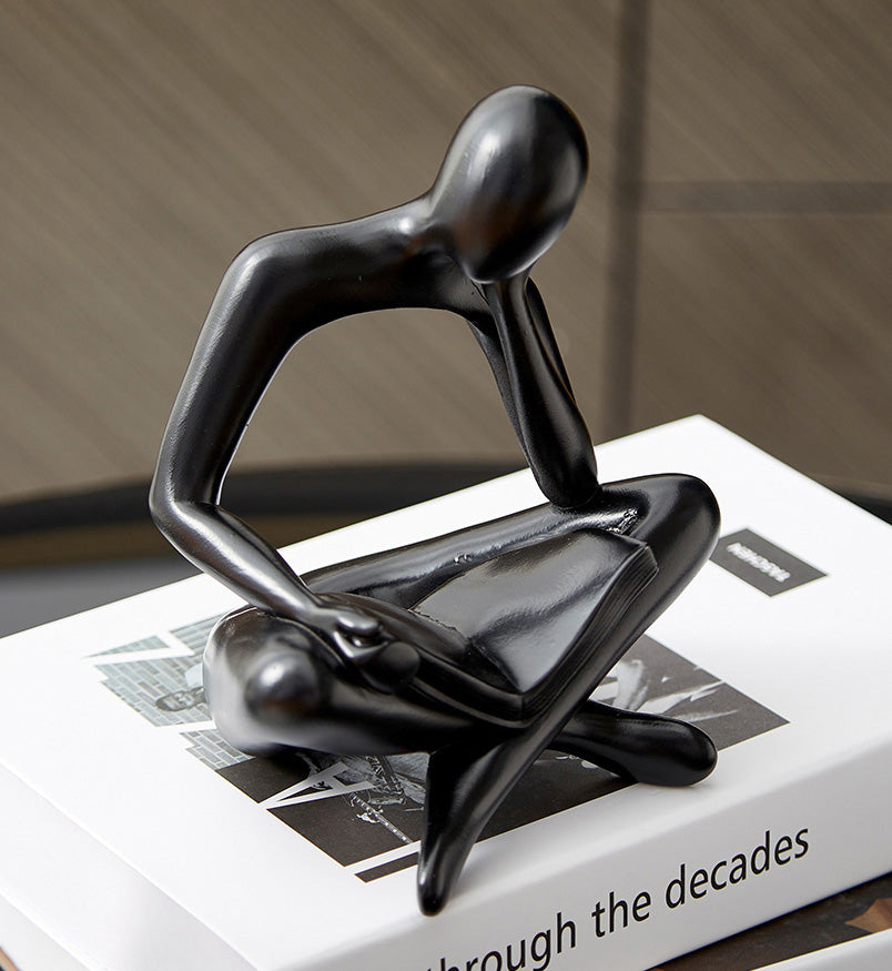 Reading Men Abstract Statues Miniature Figurines Resin Sculpture Decorative Ornaments For Living Room Coffee Table Mantlepiece Nordic Home Decor
