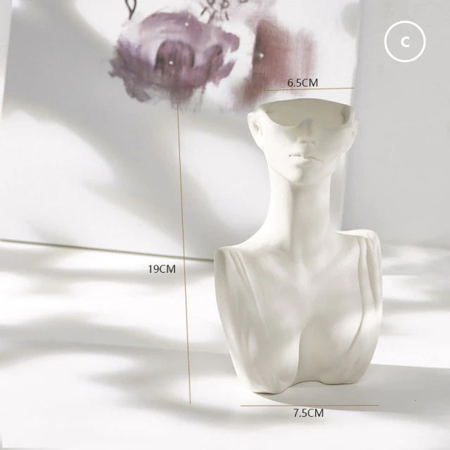 Nordic Abstract Sculptured Porcelain Lady Ceramic Vase Miniature Bust Decorative Art Sculpture For Wedding Floral Arrangements Modern Living Room Home Decor.