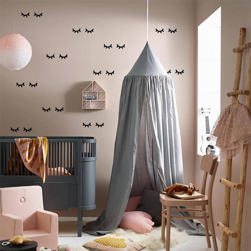 Little Eyelash Wall Decals For Kids Girls Bedroom Decor Cute Night Night Lashes Nursery Decor Removable Self Adhesive PVC Stickers For Creative DIY Home Decor