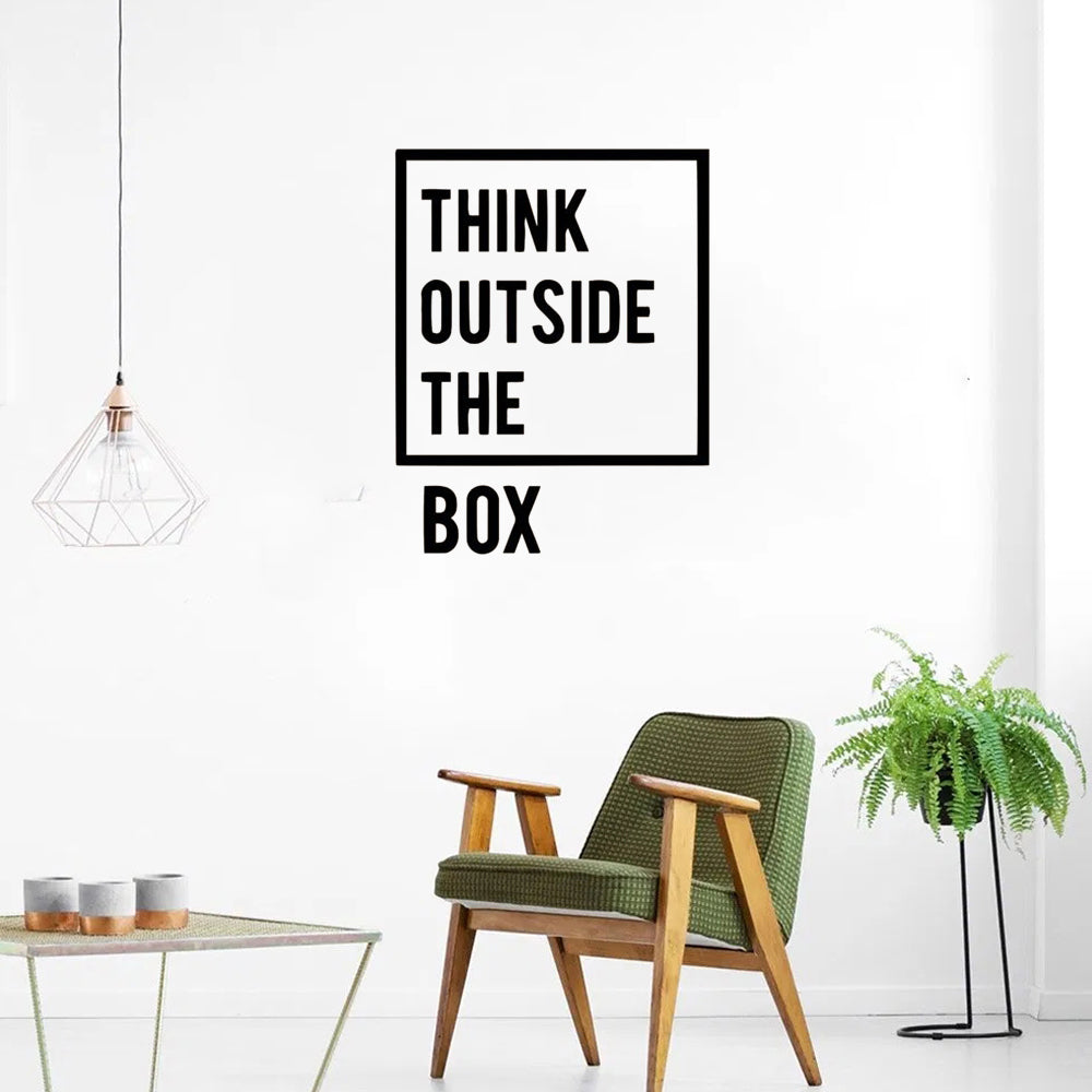 Think Outside The Box Creative Thinking Wall Decal Removable PVC Vinyl Wall Sticker Inspirational Decor For Study Room Home Office Wall Decoration