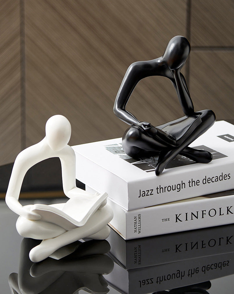 Reading Men Abstract Statues Miniature Figurines Resin Sculpture Decorative Ornaments For Living Room Coffee Table Mantlepiece Nordic Home Decor