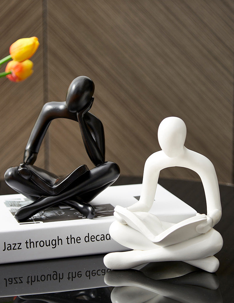 Reading Men Abstract Statues Miniature Figurines Resin Sculpture Decorative Ornaments For Living Room Coffee Table Mantlepiece Nordic Home Decor