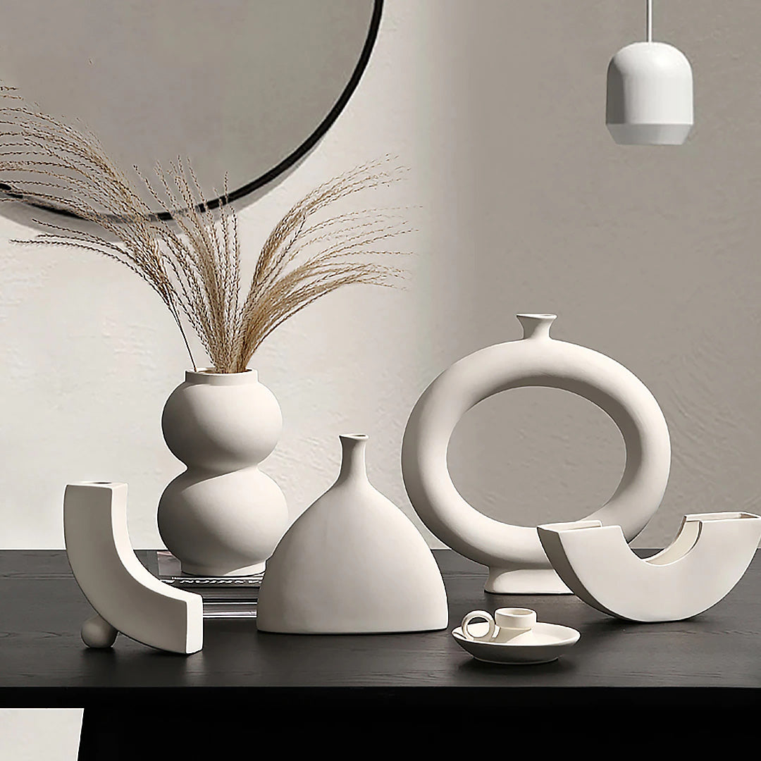 Abstract Shaped Art Vase Minimalist Nordic Design Ceramic Vestibules For Creative Dried Flower Arrangements For Modern Living Room Contemporary Home Decor