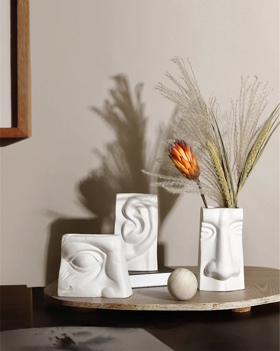 Modern Abstract Nordic Troll Faces Art Vases For Living Room Minimalist Vestibules For Creative Scandinavian Home Interior Design Flower Arrangement