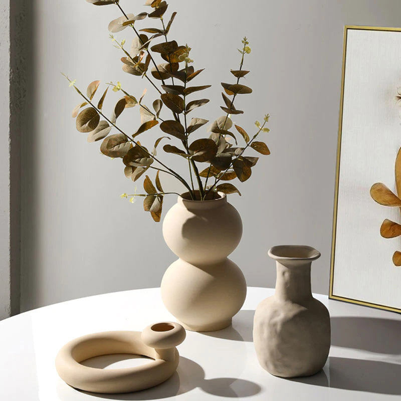 Abstract Shaped Art Vase Minimalist Nordic Design Ceramic Vestibules For Creative Dried Flower Arrangements For Modern Living Room Contemporary Home Decor