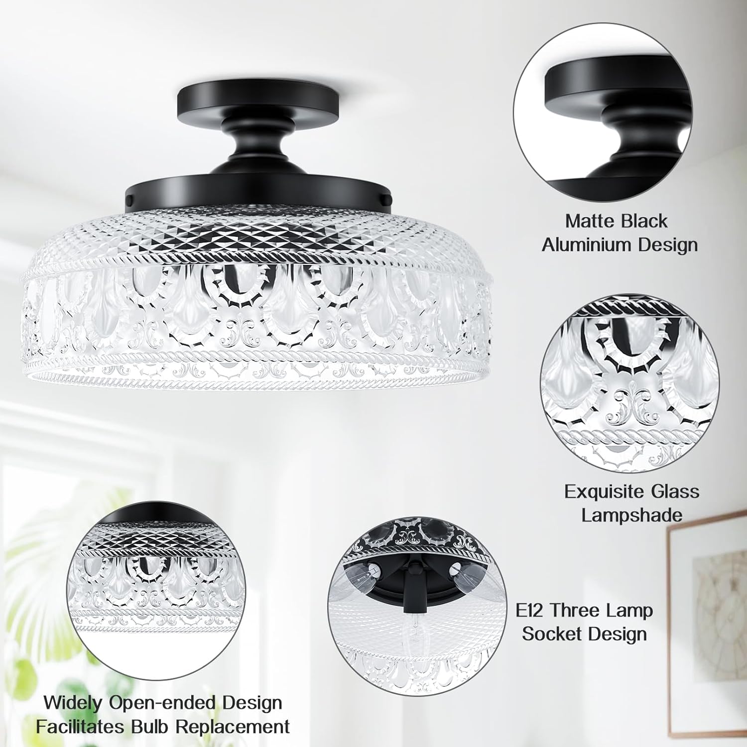Nysa Elva Vintage Floral Clear Glass Ceiling Light Glass Pattern detail3.jpg__PID:fffa13ef-18ab-4f5b-84fe-355322fa671b