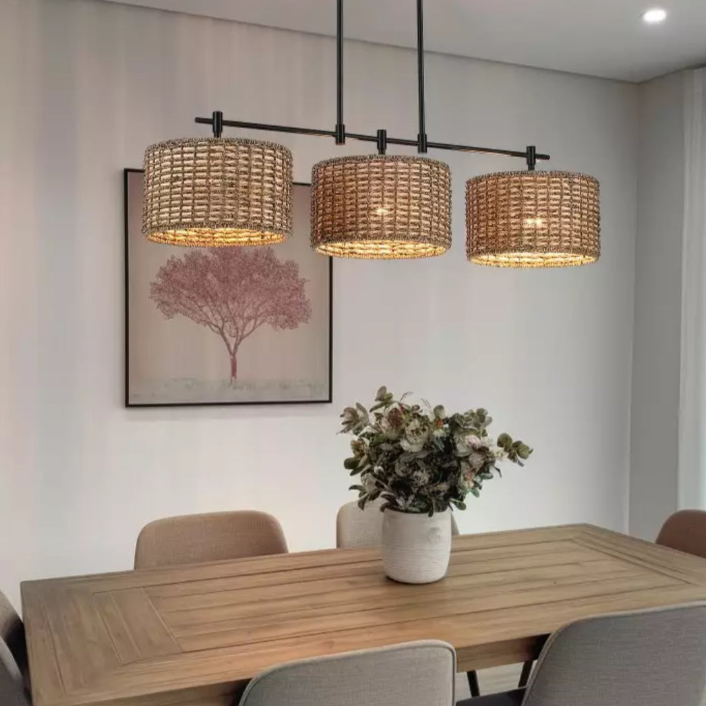 Sienna Woven Rattan 3 Light Farmhouse Pendant Light scene2.webp__PID:f73423a7-6dac-49ef-8acf-6848c566e5b1