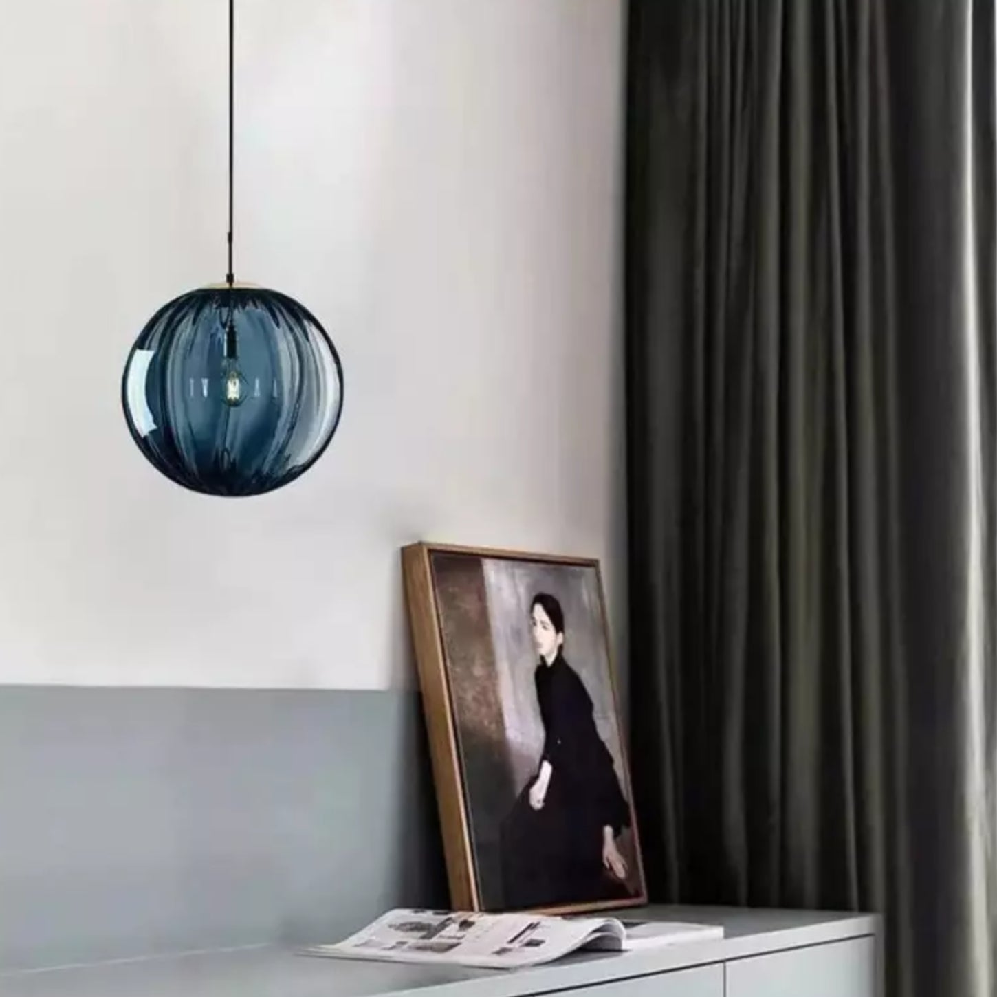 Octavia Gemstone Tones Glass Pleated Pendant Light scene1.webp__PID:e0768cb0-847c-46e0-9760-7ee88176a6eb