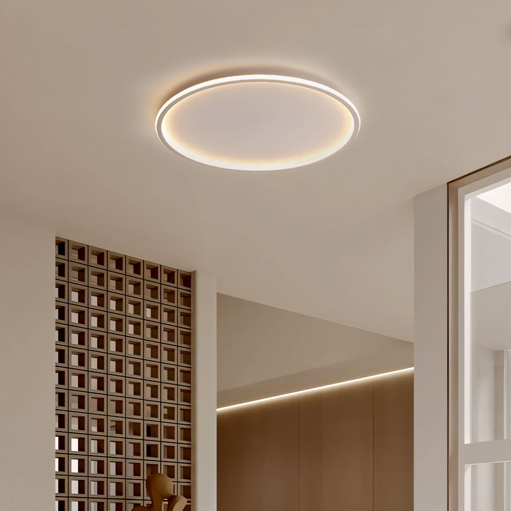 Zev Round Hollow Ceiling Light white corridor.jpg__PID:62ebd7e5-9acc-4cf2-b217-ad5db12030c8